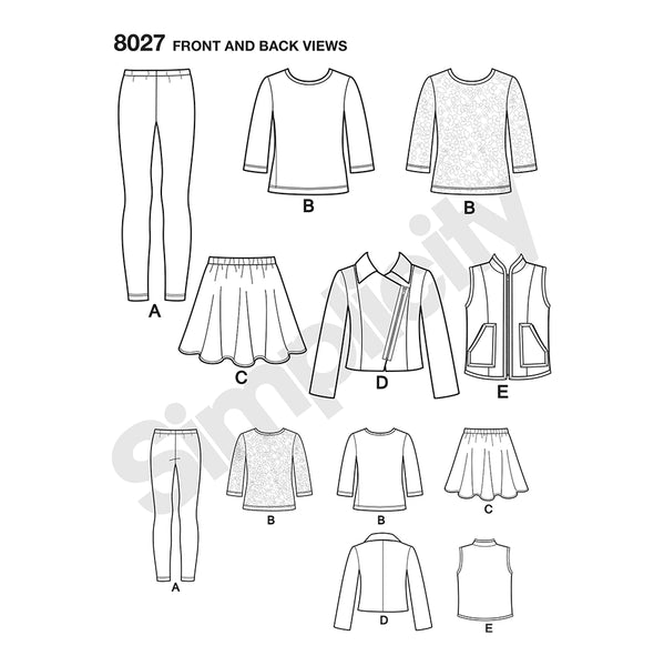 Pattern, SIMPLICITY 8027 Child's & Girls' Sportswear Pattern