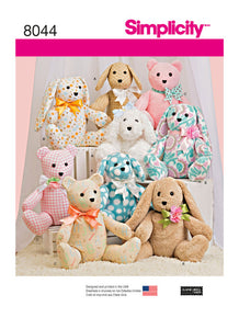 Pattern, SIMPLICITY 8044, Stuffed Animals