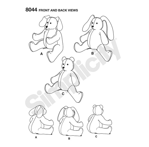 Pattern, SIMPLICITY 8044, Stuffed Animals