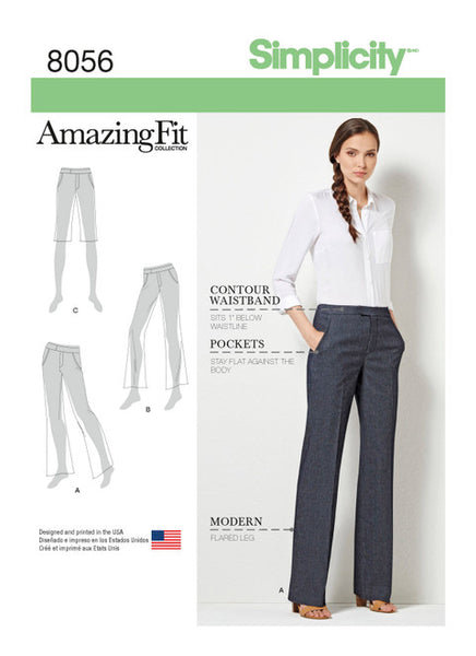 Pattern, SIMPLICITY 8056 Amazing Fit Miss & Plus Size Flared Pants or Shorts