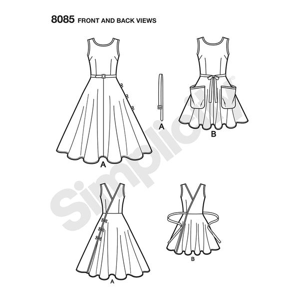 Pattern, SIMPLICITY 8085 Misses' Vintage 1950s Wrap Dress in Two Lengths