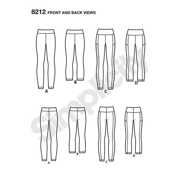 Pattern, SIMPLICITY 8212 Misses' Knit Leggings