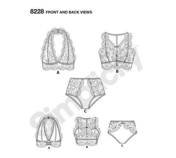 Pattern, SIMPLICITY 8228 Misses' Soft Cup Bras and Panties