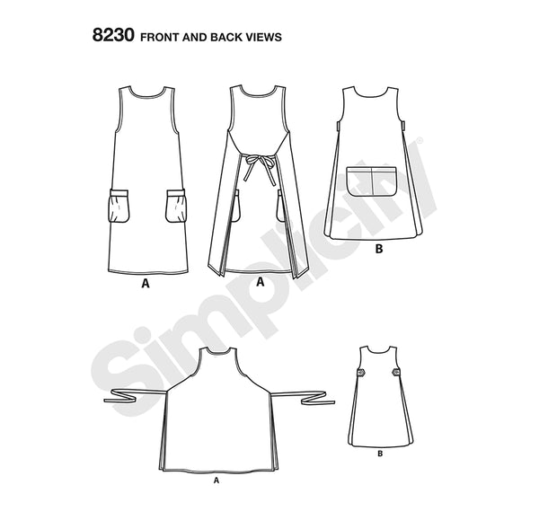 Pattern, SIMPLICITY 8230 Misses' Dottie Angel Reversible Apron Dress and Tabard