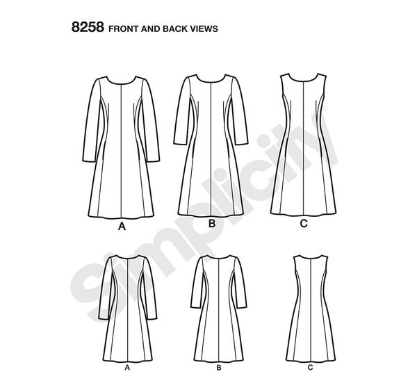 Pattern, SIMPLICITY 8258 Misses' & Plus Size Amazing Fit Dress