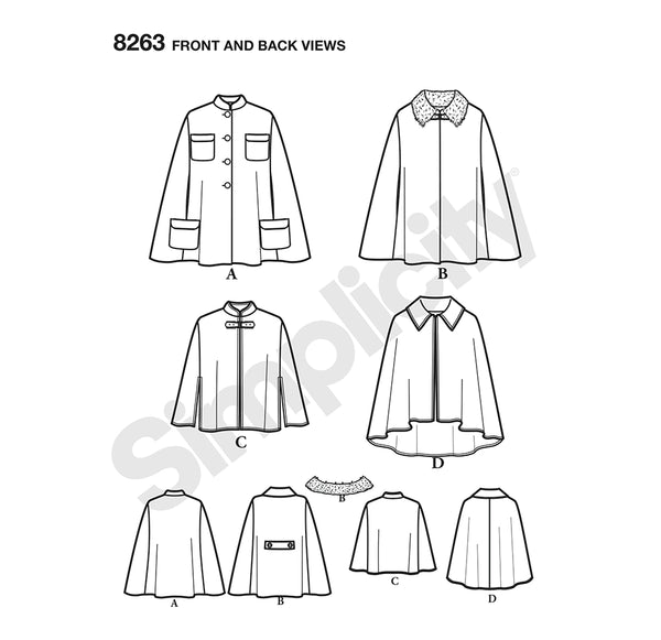 Pattern, SIMPLICITY 8263 Misses' Capes and Capelets