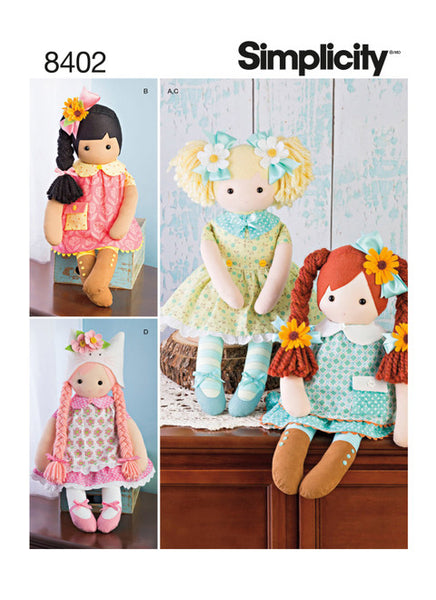 Pattern, SIMPLICITY 8402 23" Stuffed Dolls with Clothes