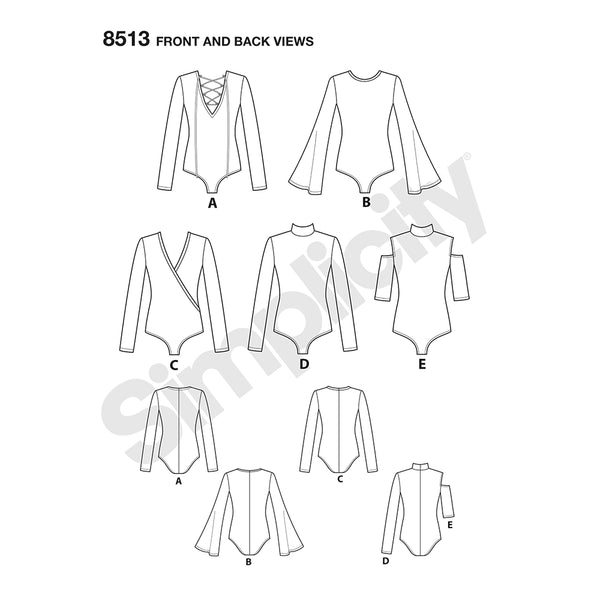 Pattern, SIMPLICITY 8513 Misses' Knit Bodysuits