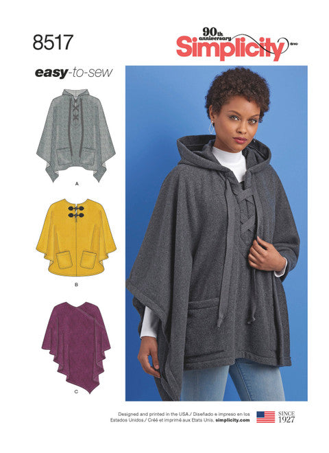 Pattern, SIMPLICITY 8517 Misses' Set of Ponchos