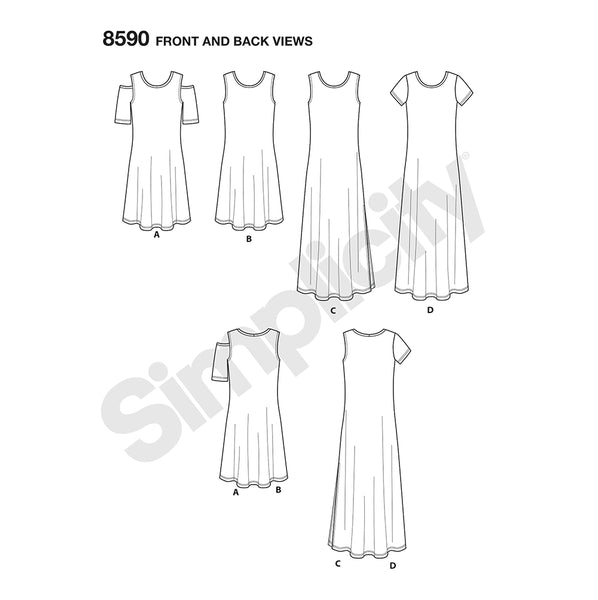 Pattern, SIMPLICITY 8590 Women's Knit Dresses