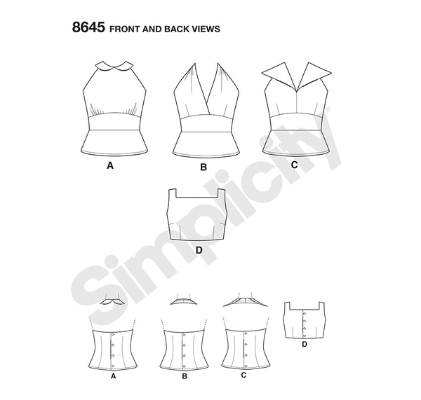 Pattern, SIMPLICITY 8645 Misses' Vintage Tops