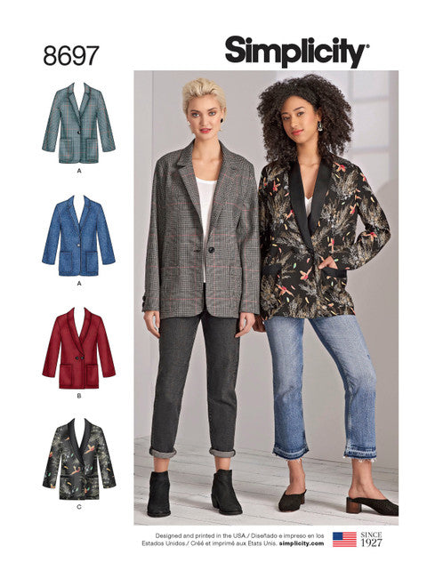 Pattern, SIMPLICITY 8697 Misses'/Women's Oversized Blazers