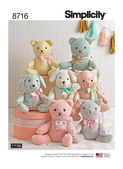 Pattern, SIMPLICITY 8716 Stuffed Animals