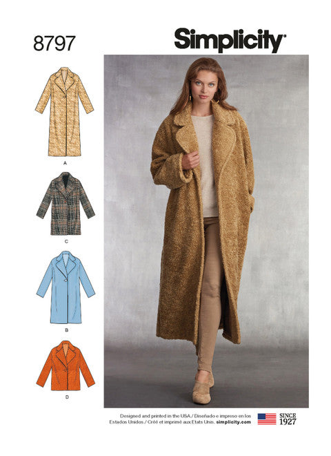 Pattern, SIMPLICITY 8797 Misses' Loose-Fitting Lined Coat