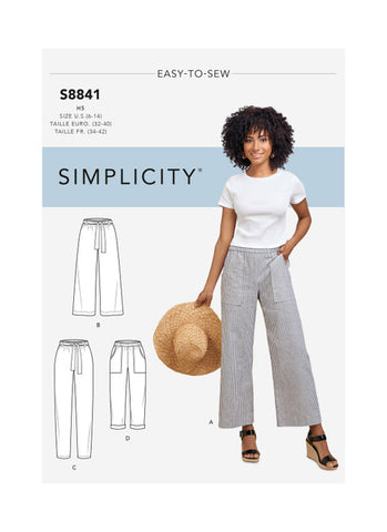 Pattern, SIMPLICITY 8841, Misses Wide or Slim Leg Pant