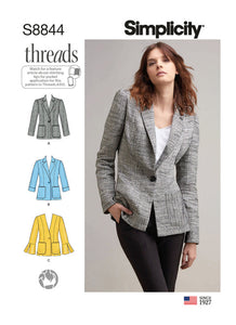 Pattern, SIMPLICITY 8844 Misses'/Miss Petite Unlined Blazer