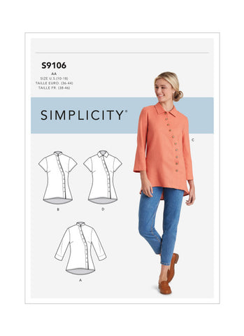 Pattern, SIMPLICITY 9106 Misses' & Women's Button Front Shirt