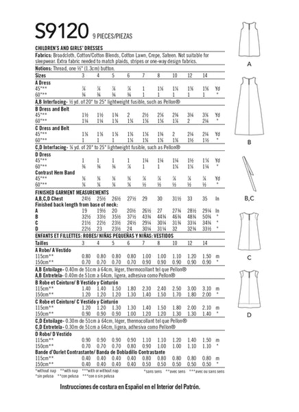 Pattern, SIMPLICITY 9120 Children's & Girls' Dresses