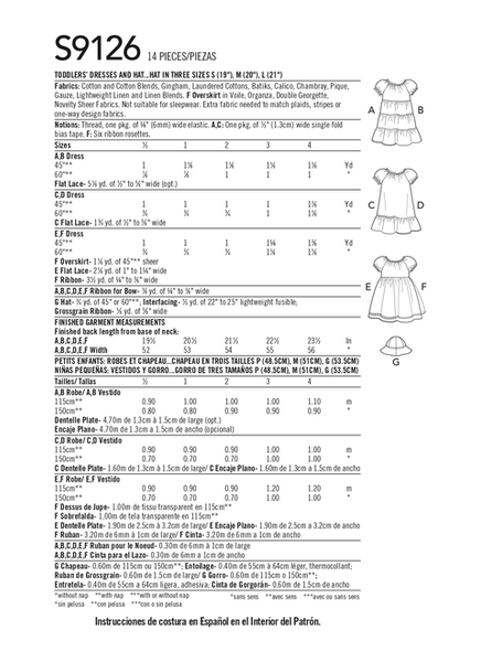 Pattern, SIMPLICITY 9126 Toddlers' Dresses