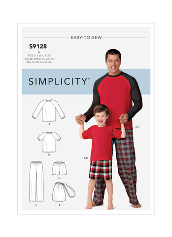 Pattern, SIMPLICITY 9128 Men's & Boys Sleepwear