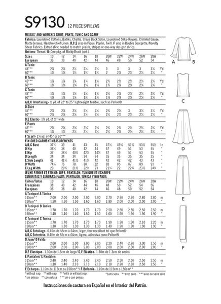 Pattern, SIMPLICITY 9130 Misses' & Women's Tops & Bottoms