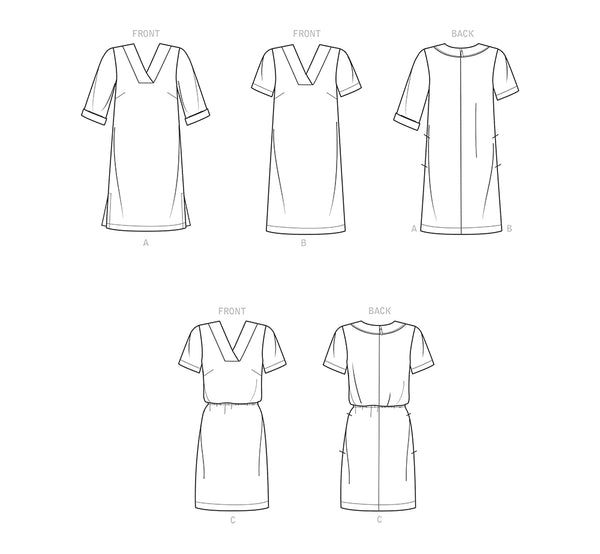 Pattern, SIMPLICITY 9262 Misses' V-neckline Shift Dresses