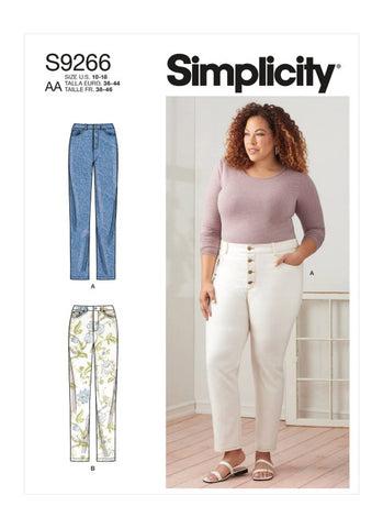 Pattern, SIMPLICITY 9266 Misses' & Women's Vintage Jeans with Front Buttons or Zipper