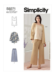 Pattern, SIMPLICITY 9271 Misses' Jacket, Top & Pants