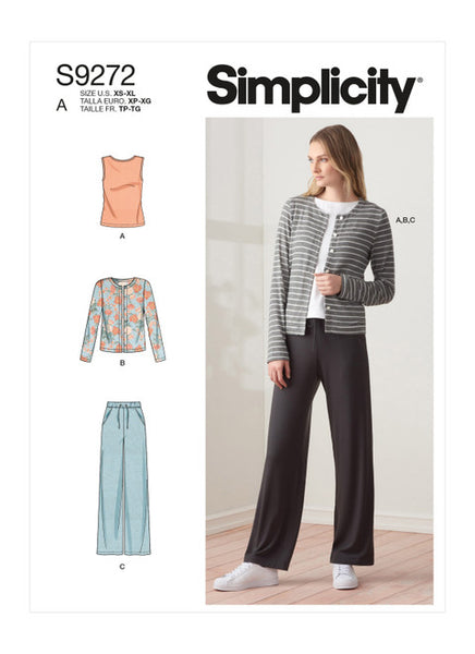 Pattern, SIMPLICITY 9272  Misses' Knit Cardigan Top & Pants