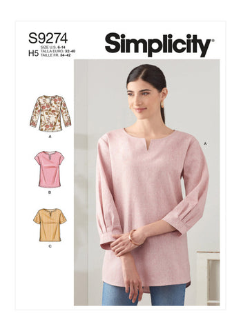 Pattern, SIMPLICITY 9274  Misses' Tops In Two Lengths