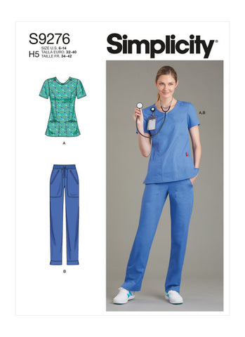 Pattern, SIMPLICITY 9276 Misses' Scrubs