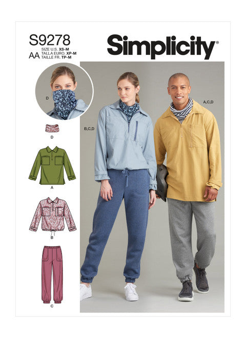 Pattern, SIMPLICITY 9278 Unisex Tops In Two Lengths, Pants & Neckpiece