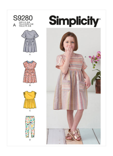 Pattern, SIMPLICITY 9280 Children's Dresses, Top & Leggings