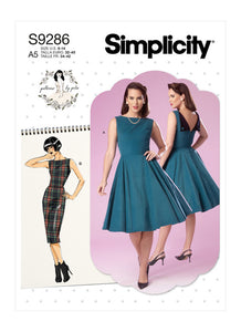 Pattern, SIMPLICITY 9286 Misses' Fold-back Facing Dresses