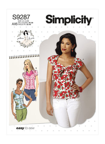 Pattern, SIMPLICITY 9287 Misses' Sweetheart-Neckline Blouses