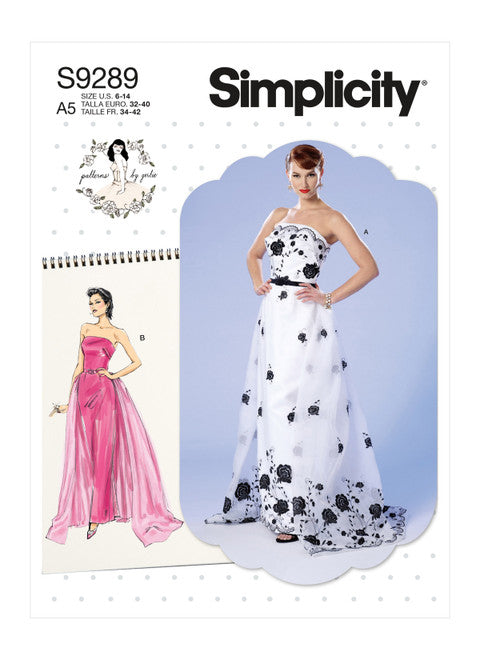 Pattern, SIMPLICITY 9289 Misses' Strapless Dress, Detachable Train & Belt