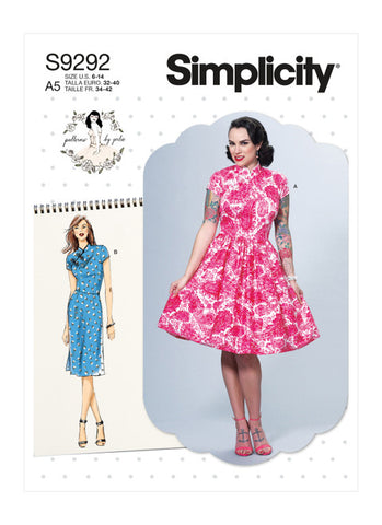 Pattern, SIMPLICITY 9292 Misses' Dresses with Mandarin Collar & Skirt Options