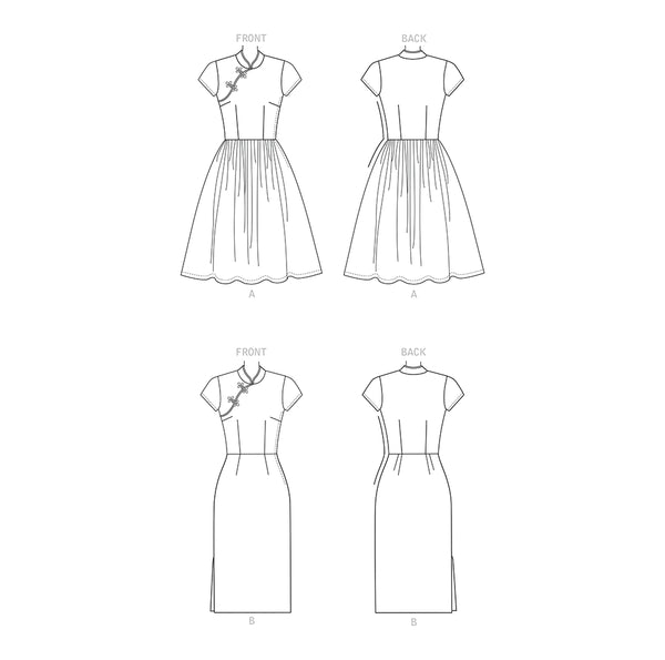 Pattern, SIMPLICITY 9292 Misses' Dresses with Mandarin Collar & Skirt Options