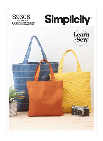 Pattern, SIMPLICITY 9308 Tote Bags in 3 Sizes