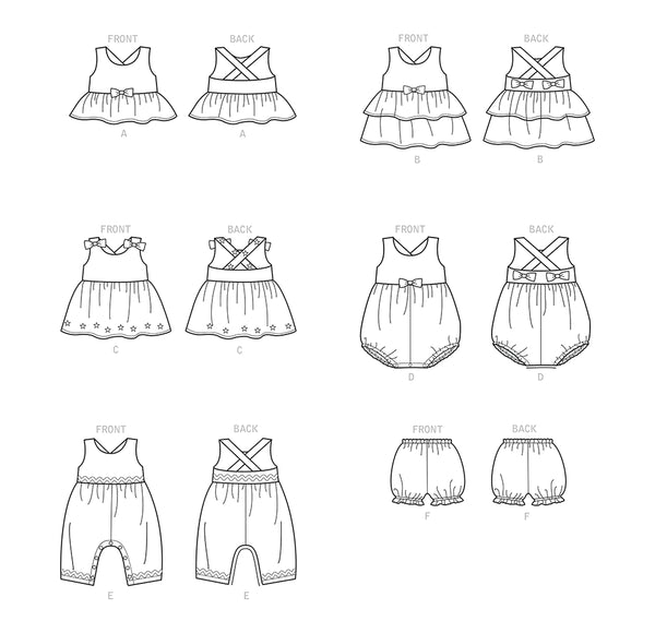 Pattern, SIMPLICITY 9319 Toddlers' Criss-Cross Top, Dresses, Rompers and Panties