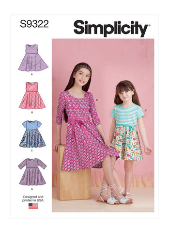 Pattern, SIMPLICITY 9322 Children's & Girls' Pullover Dresses