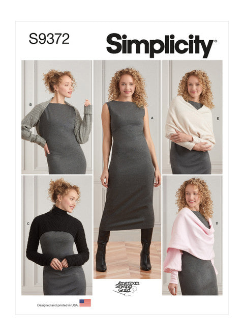 Pattern, SIMPLICITY 9372 Misses' Knit Dress and Shrugs