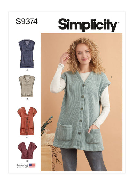 Pattern, SIMPLICITY 9374 Misses' Knit Vests