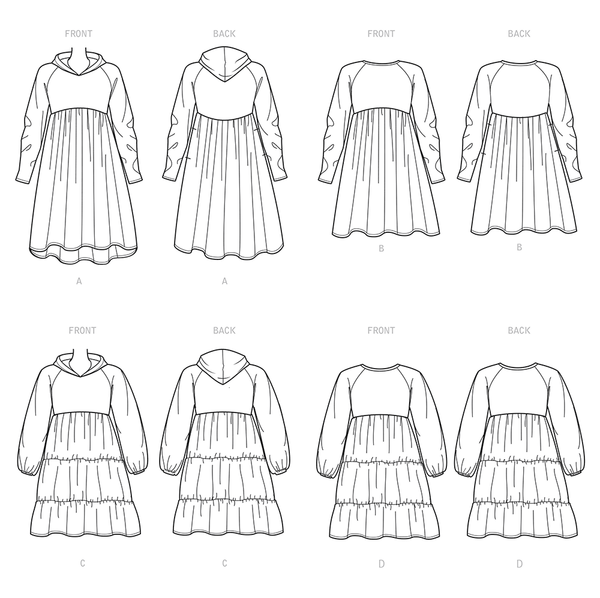 Pattern, SIMPLICITY 9380 Misses' Sweatshirt Dresses