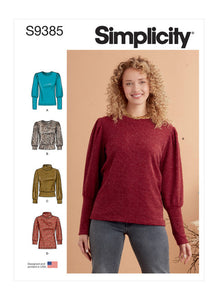 Pattern, SIMPLICITY 9385 Misses' Knit Tops with Length and Sleeve Variations