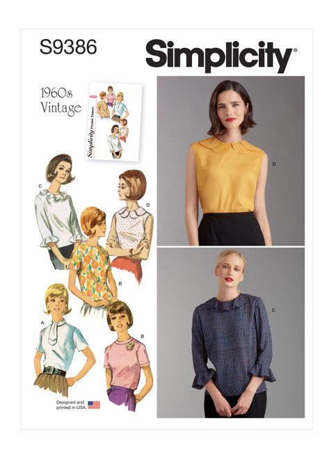 Pattern, SIMPLICITY 9386 Misses' Vintage Set of Blouses