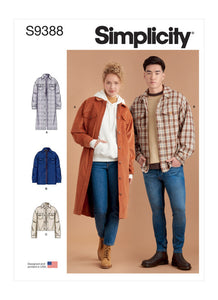 Pattern, SIMPLICITY 9388 Unisex Shirt Jackets/Shacket