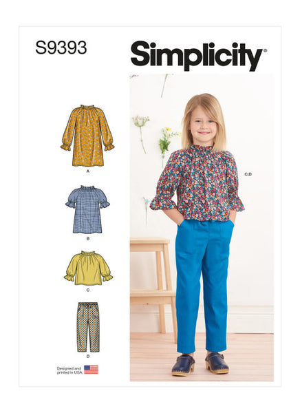 Pattern, SIMPLICITY 9393 Children's Dress, Tunic, Top and Pants