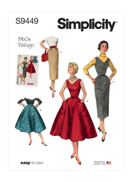 Pattern, SIMPLICITY 9449 Misses' Vintage Dress, Jumper and Skirts