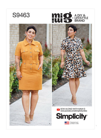 Pattern, SIMPLICITY 9463 Misses' Shirt Dress with Belt